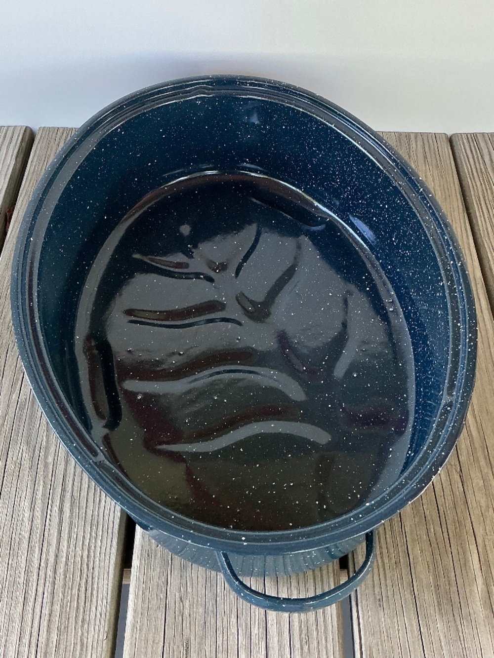 Granite Ware Blue Speckled Roasting Pan Oval Tree Enamelware Handles Granite